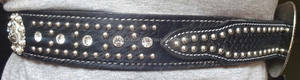 Ceinture de cow-boy/cowgirl Rider's Trust en cuir de vache véritable avec boucle en alliage et détails en strass, largeur de 32 mm, longueur réglable, modèle 0352 - Product Image 3
