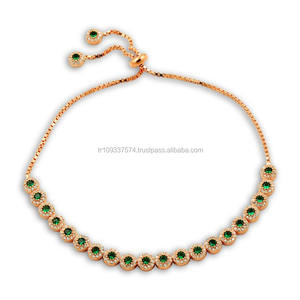 Rose Gold P. 925K <b>Sterling</b> <b>Silver</b> Green Tennis <b>Bracelet</b> - Product Image 1
