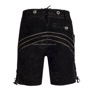 Lederhosen bavaroises pour hommes pour l'Oktoberfest |   Tenue traditionnelle authentique allemande (en cuir de vache, coupe-vent, poches brodées florales) - Product Image 2