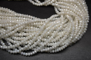 Precio al por Mayor de Cuentas Redondas Facetadas de Cristal y Vidrio, Hilo de 13 Pulgadas, 4 mm, Blancas, para la Fabricación de Joyas - Product Image 2