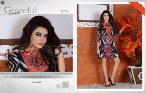 Robe en tissu numérique à imprimé floral ethnique Sexy Beach Style crêpe au genou Taille naturelle avec des fleurs pour les fêtes - Product Image 2