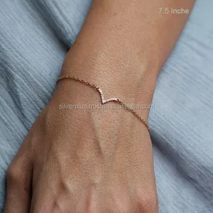 Bracelet Essential V en diamant naturel en or rose massif 14 carats Fabricant de bijoux de créateurs