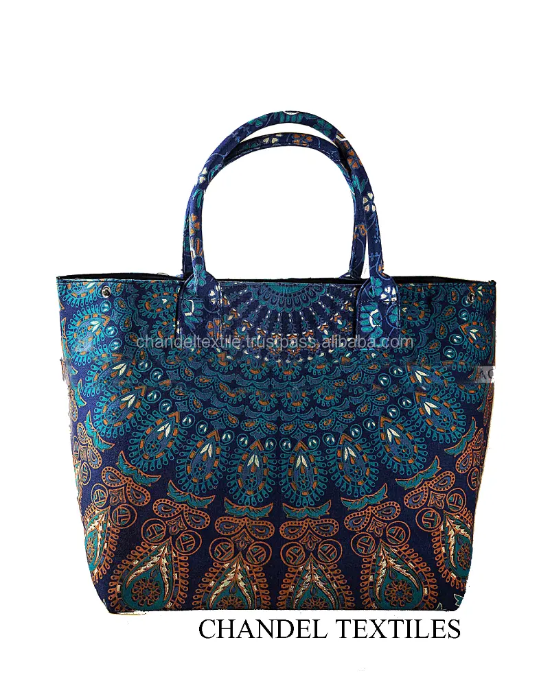 Blue Mandala Hand bag handmade mandala tote bag Women Shoulder Messenger Indian Handmade Mandala Bag Ladies Tote Purse Carry