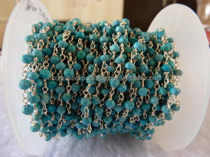 Magnifique chaîne de perles de style chapelet en pierre précieuse verte naturelle facettée plaquée or certifiée pour la fabrication de bijoux et de breloques - Product Image 4