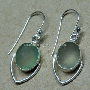 ต่างหูอัญมณีโบราณรูปวงรี prehnite 925เงินสเตอร์ลิงต่างหูอินเดียต่างหูแฟชั่นสำหรับเจ้าสาวที่ทันสมัยสำหรับของขวัญแต่งงาน - Product Image 6