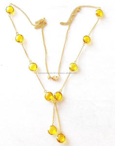 ชุดสร้อยคอจี้ควอทซ์สีเหลืองสำหรับงานแต่งงานลูกปัดแบบคลาสสิก - Product Image 2