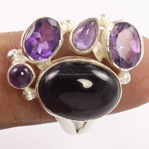 Proveedores al por mayor Diseñador clásico Anillo de joyería de plata esterlina 925 Uso diario natural Piedra preciosa de amatista púrpura - Product Image 2