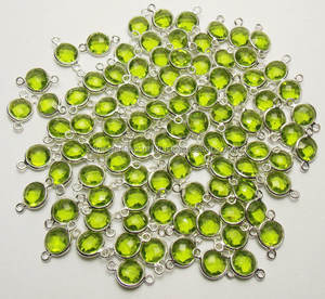 Peridoto cuarzo bisel plateado oro Natural Multi piedra preciosa joyería hecha a mano piedra natal Boho conectores - Product Image 2