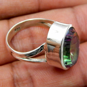 Anillo de Plata de Ley 925 con Piedra Preciosa de Cuarzo Místico, Joyería de Plata de Ley, Anillos de Compromiso y Boda para Mujer - Product Image 2