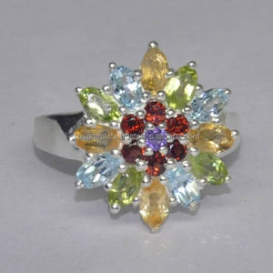 Multi Gemstone Bague en argent sterling 925 Vente en gros Bagues de style vintage Bijoux Grossiste Fournisseur Fabrication CASA DE PLATA - Product Image 3