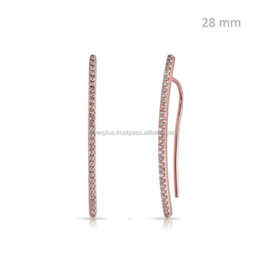 Pendientes de oro amarillo macizo de 14 quilates con diamantes de 0.24 ct SI, diseño jumbo en forma de wishbone, joyería para uso diario. - Product Image 3