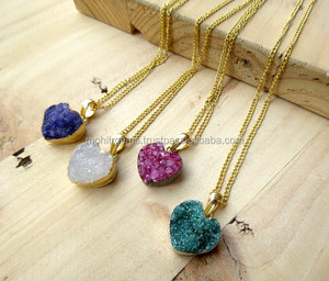 สร้อยคอจี้ดรูซี่ทองเหลืองทำด้วยมือสีเขียวสีขาวสีม่วงสีชมพูสำหรับงานแต่งงานวันครบรอบของขวัญที่สมบูรณ์แบบความคิด - Product Image 1