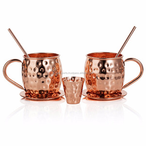 Haute qualité en cuivre massif Moscou Mule Mug Set Shot Glass Paille Meilleur fabricant Bière Verre à boire Verres Premium Gift - Product Image 1