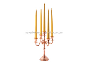 Candélabre en métal à cinq bras, or rose brillant, centres de table et de sol de Noël pour la décoration de la maison - Product Image 4