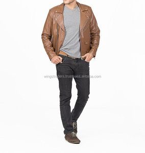 New Bikers Style Chocolate Brown Slim Fit Leather Jacket for Men Made in Sialkot - Product Image 2