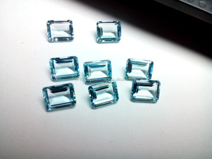 Verre synthétique bleu ciel changement de couleur traité thermiquement pierre précieuse octogone coupe 7x9mm vente en gros - Product Image 3