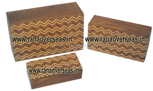 Boîte de rangement en bois pour bibelots, bijoux souvenir avec motif en zigzag pour filles, organisateur de bijoux - Product Image 2