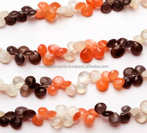 Briolette con forma de corazón, piedra lunar Multicolor Natural de 9 pulgadas, hilo completo de 8MM, calidad superior, pulido a mano - Product Image 4