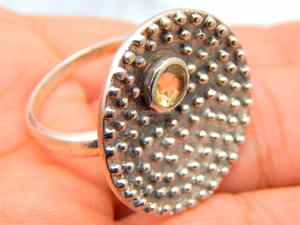 Anillo de Boda Clásico de Plata de Ley 925 con Gema de Cuarzo Limón para Mujer - Product Image 4