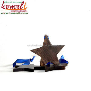 Formes étoiles découpées en bois naturel, fait à la main, ornements de noël, vente en vrac, 1 pièce - Product Image 3