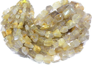 ลูกปัดหินควอทซ์ธรรมชาติสีทองแบบ100% 10-17มม. นักเก็ตตัดเป็นขั้นสีเหลืองอัญมณี - Product Image 3