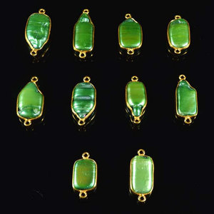 Conectores chapados en oro, piedra de perla Biwa verde, fabricación de joyas, suministros de conectores, colgantes y dijes de joyería fina - Product Image 2