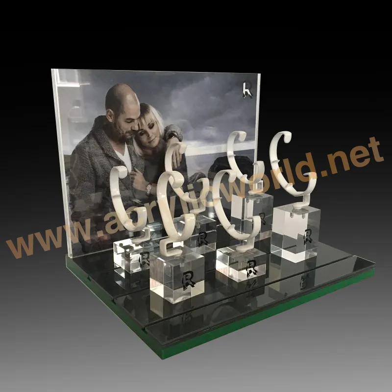Werkseitig hergestellter Counter Led Light Acryl Uhren ständer mit LCD-Bildschirm