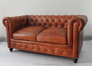 Two Seater Leather <b>Chesterfield</b> <b>Sofa</b>,<b>Vintage</b> Genuine Leather <b>Sofa</b> - Product Image 4