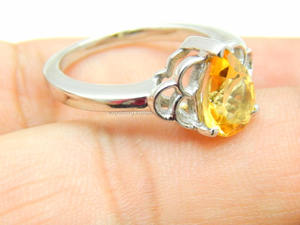 แหวนแต่งงานทรงหยดน้ำประดับพลอยซิทรินควอตซ์คลาสสิกบนตัวเรือนเงินแท้ 925 สำหรับผู้หญิง - Product Image 2