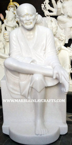 Best Quality Marble Handcrafted <b>Painted</b> Shirdi Sai Baba Sculpture - Product Image 5
