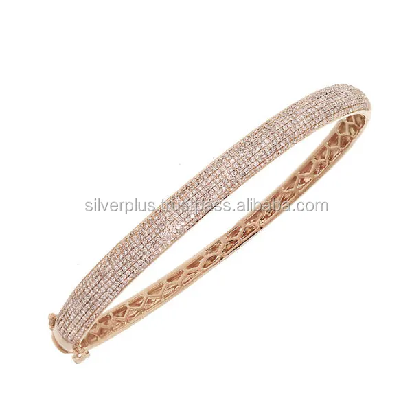 18k Massiv-Pink-Gold-Diamant-Mikro-Pave-Armband feiner Großhandel Bijoux-Schmucklieferant und Exporteur