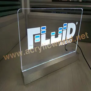 מותאם אישית שולחן אקריליק בסיס קצה מואר Led סימנים מחזיק אקריליק דלפק למעלה