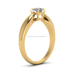 Bague de fiançailles solitaire en moissanite blanche de forme ronde 2.00CT Bague plaquée or 14K - Product Image 2