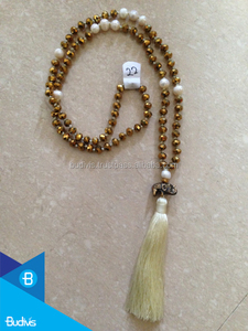 À la mode unisexe 22-23 pouces 6-8mm Nylon perles collier Long cristal individuellement couches nouées religieux pour cadeau de fiançailles - Product Image 2