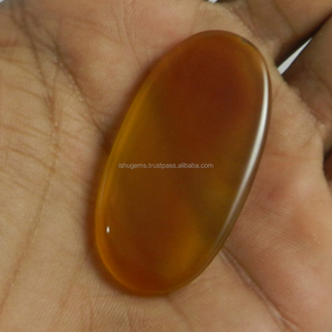 พลอยแคลซิโดนีสีเหลืองธรรมชาติ รูปไข่ขนาด 25x50 มม. แบบคาโบชอง - Product Image 3