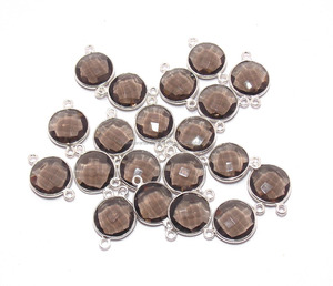 Quartz fumé naturel multi pierres précieuses bijoux faits à la main déclaration Vintage lunette pierre de naissance connecteur Boho - Product Image 1