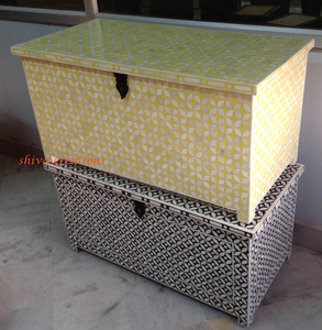 Coffre de rangement en os de chameau de style indien marocain en gros - Product Image 3