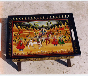 ถาดเสิร์ฟอาหารเช้าไม้เนื้อแข็งลายนูนทำจากอินเดียสำหรับใช้ในบ้านหรือโรงแรม - Product Image 1