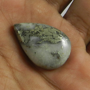19x29mm Fools Gold Pyrite Marcasite Gemstone 6.35 gms Pear Wholesale Cabochon - Product Image 3