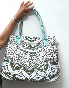 棉花设计师曼陀罗电脑包女性手工包购物手提包Boho袋