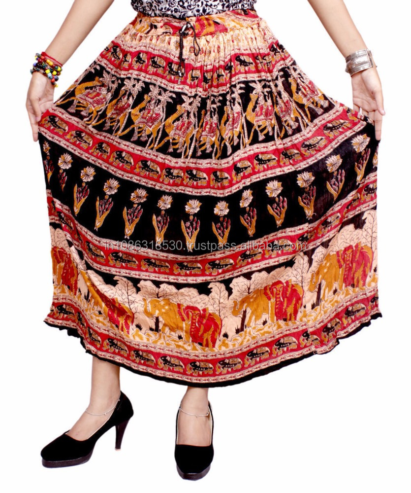 Floral indio Hippie Boho gitana Tribal animales impreso elástico de la cintura falda larga vestido falda jupe falda de gitana Tribal kjol