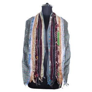 Vintage <b>Silk</b> Saree 10 Strips Patti <b>Scarves</b> Stole <b>for</b> Girls SC020 Trendy Stole Indian Sari Patches Reversible <b>Scarf</b> Colorful - Product Image 1