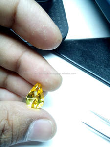 Piedra Preciosa de Citrino de Alta Calidad, Creada en Laboratorio, Hidrotermal, Color Amarillo Dorado, Forma de Pera, Facetada y Pulida - Product Image 5