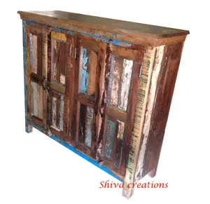 Reclaimed home furniture india recycled furniture jodhpur Shiva solid wood living room furniture cabinet antique