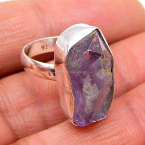 Belle bague en argent avec pierres précieuses en quartz améthyste Bijoux en argent sterling 925 Bagues de fiançailles de mariage - Product Image 1