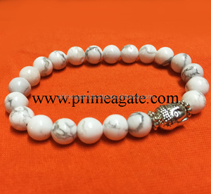 Bracelet bouddha howlite AAA en pierre d'agate naturelle | Grossiste d'Inde - Product Image 1