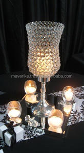 Bougeoir ouragans en métal argenté en cristal Centre de table de mariage décoré à la maison Porte-bougie de luxe - Product Image 5