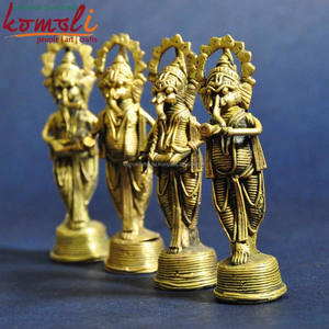 Sculpture indienne Dhokra Ganesha fabriquée à la main en cire perdue cloche coulée en métal pour la décoration intérieure, les objets de collection ou les cadeaux - Product Image 3