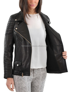 Veste en cuir d'agneau noir de qualité supérieure pour femme Slim Fit vêtements d'extérieur en cuir véritable pour l'hiver et la mode quotidienne - Product Image 3
