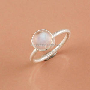 Anillo apilable de ajuste de bisel antiguo de Plata de Ley 925, piedra lunar arcoíris Natural, joyería clásica fina, regalo, fiesta de boda a granel - Product Image 1